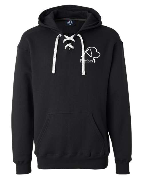 Black 100% Quality Cotton Rope Tie V-Neck Hoodie