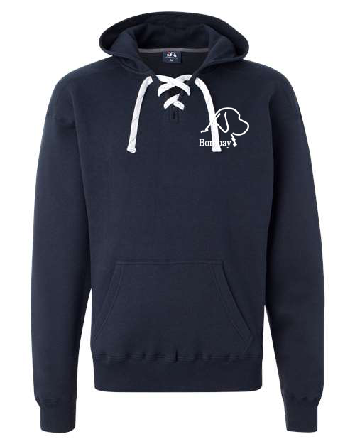 Navy 100% Quality Cotton Rope Tie V-Neck Hoodie