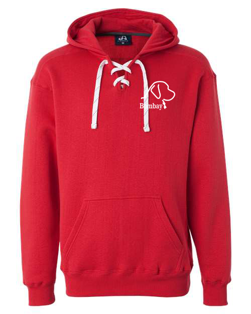 Red 100% Quality Cotton Rope Tie V-Neck Hoodie