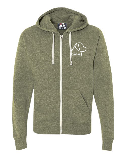 Olive Tri Blend 100% Quality Cotton Full Zip-Up
