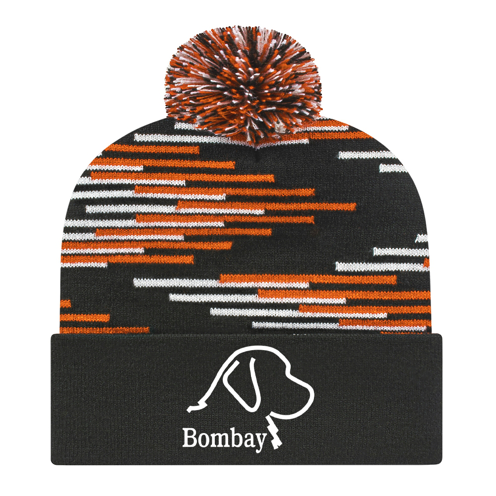 Orange Black with pom