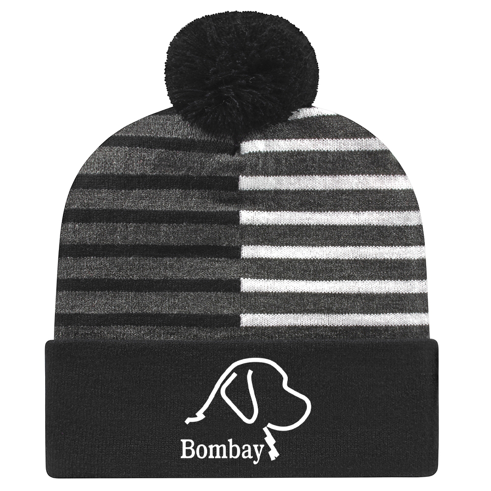 Black and White Strip Pom