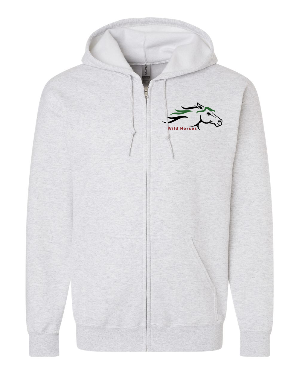 Ash Wild Horses 100% Quality Cotton Full-Zip Hoodie