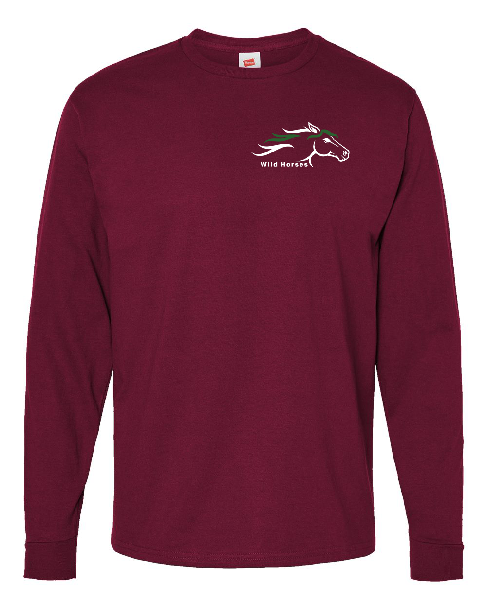 Athletic Cardinal Wild Horses 100% Quality Cotton Long Sleeve
