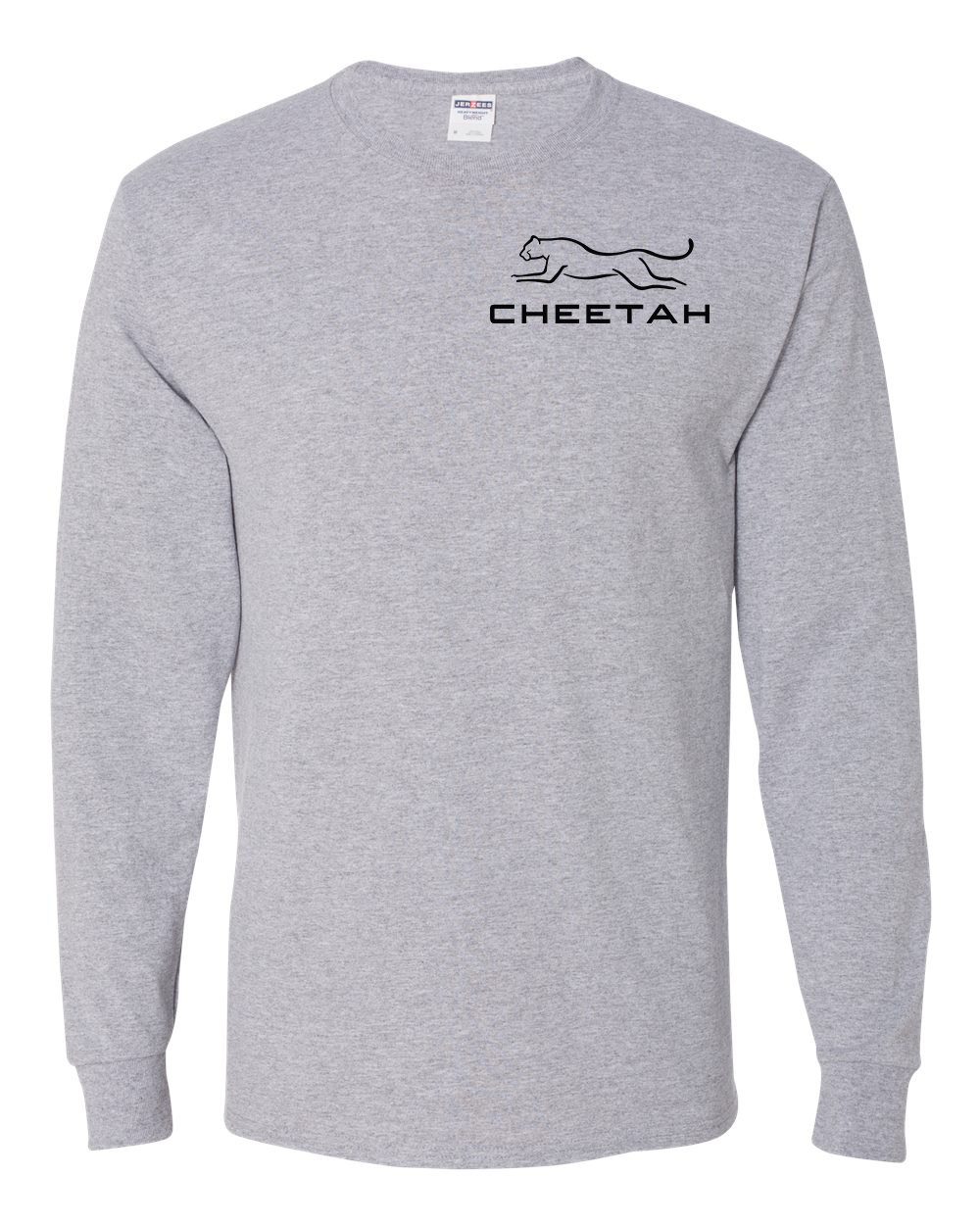 Athletic Heather Cheetah 100% Quality Cotton Long Sleeve (Left Chest)
