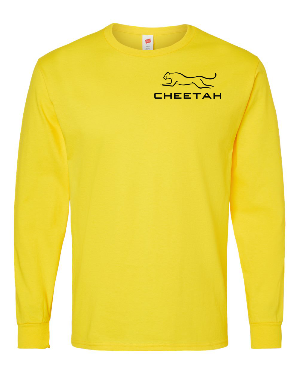 Athletic Yellow Cheetah 100% Quality Cotton Long Sleeve (Left Chest)