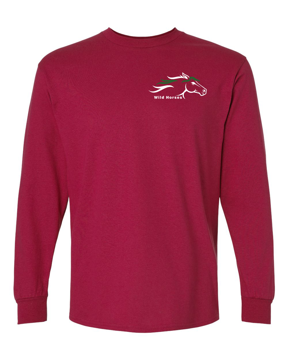 Cardinal Red Wild Horses 100% Quality Cotton Long Sleeve