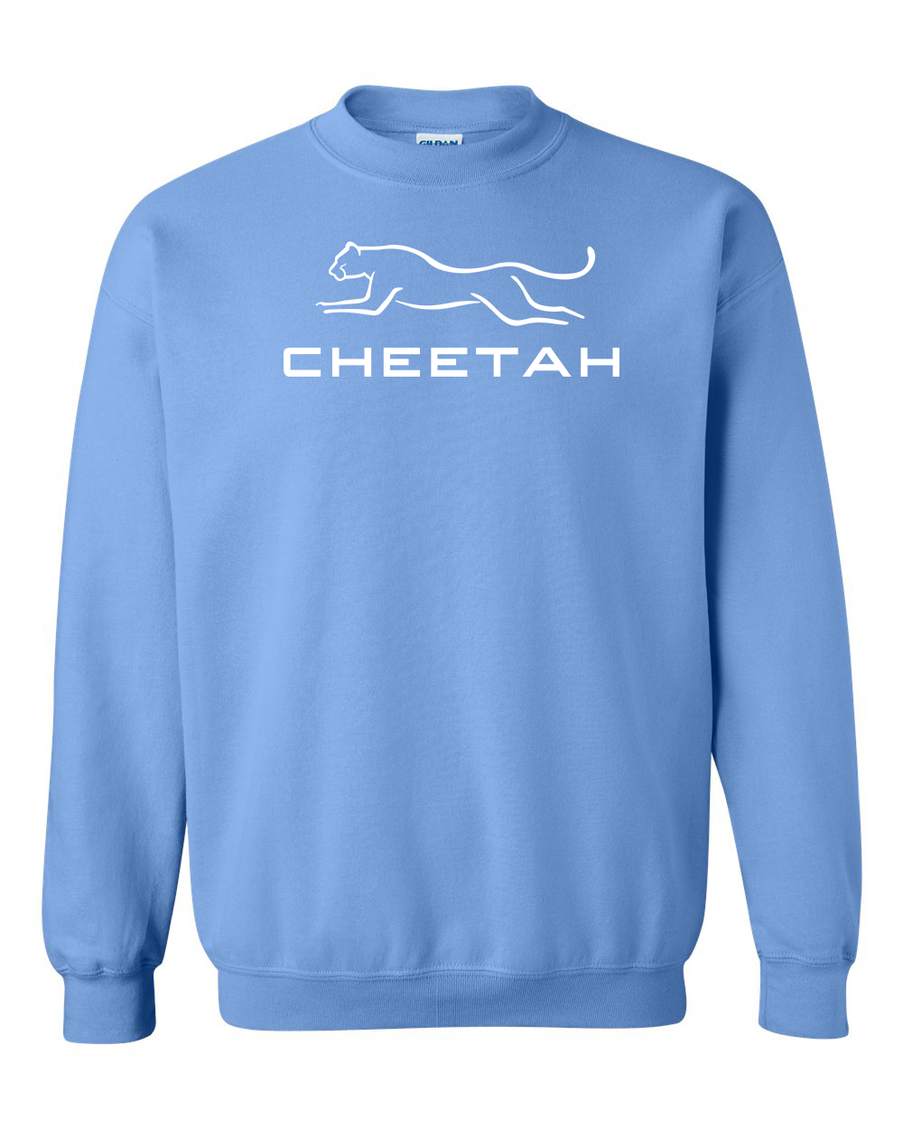 Carolina Blue Cheetah 100% Quality Cotton Crewneck Sweatshirt (Full Chest)