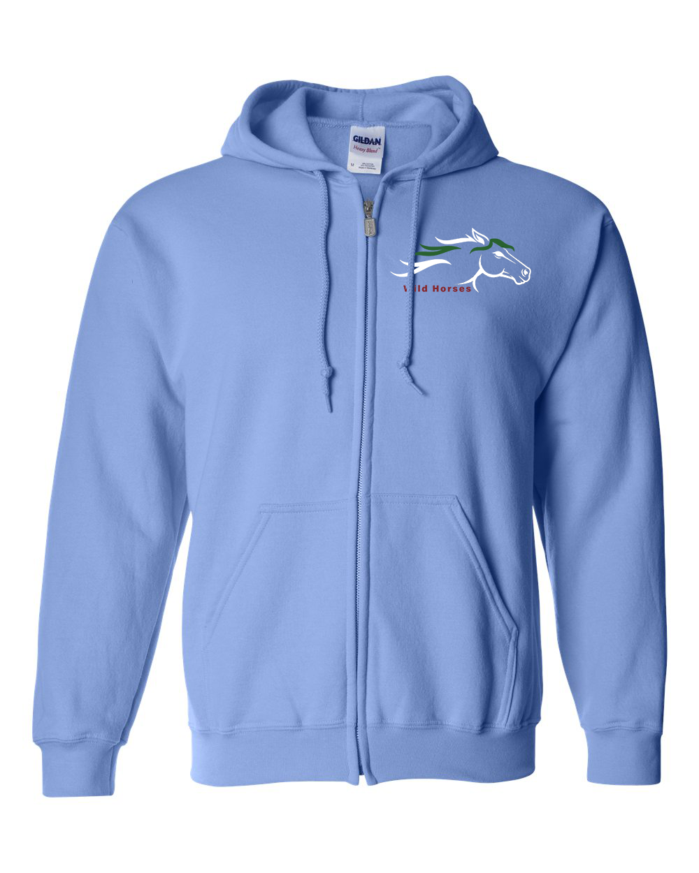 Carolina Blue Wild Horses 100% Quality Cotton Full-Zip Hoodie