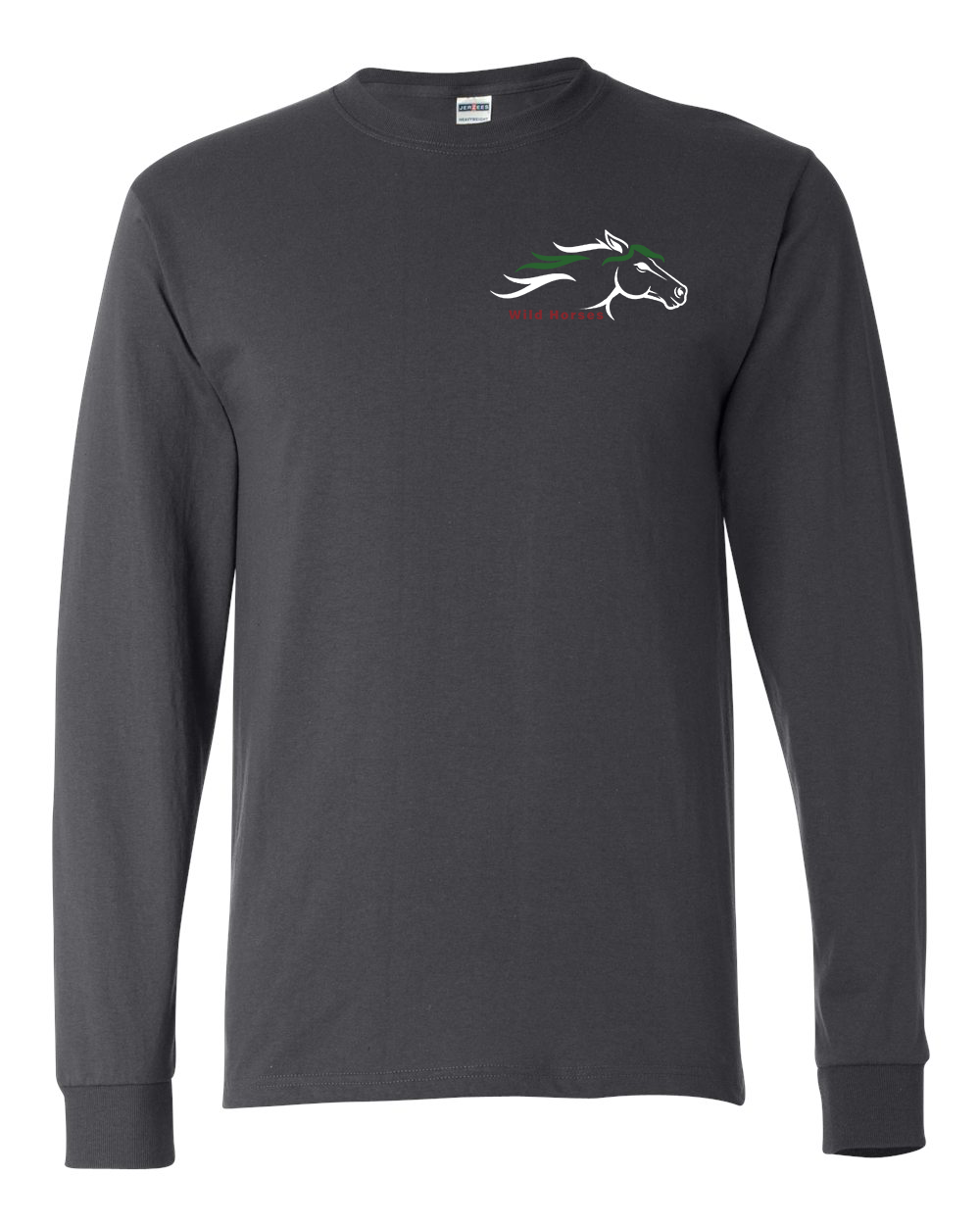 Charcoal Grey Wild Horses 100% Quality Cotton Long Sleeve