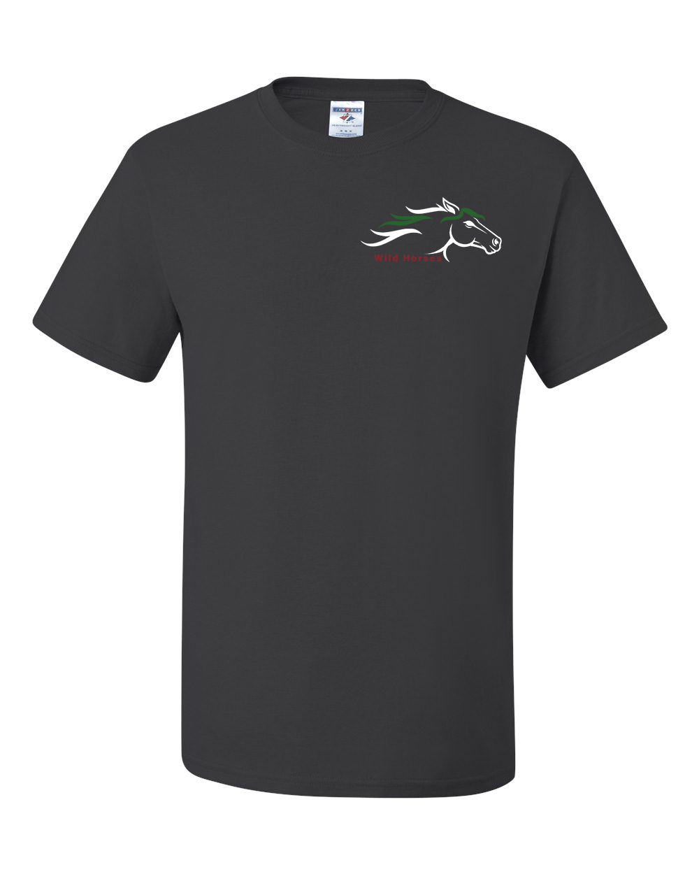 Charcoal Grey Wild Horses 100% Quality Cotton Short Sleeve
