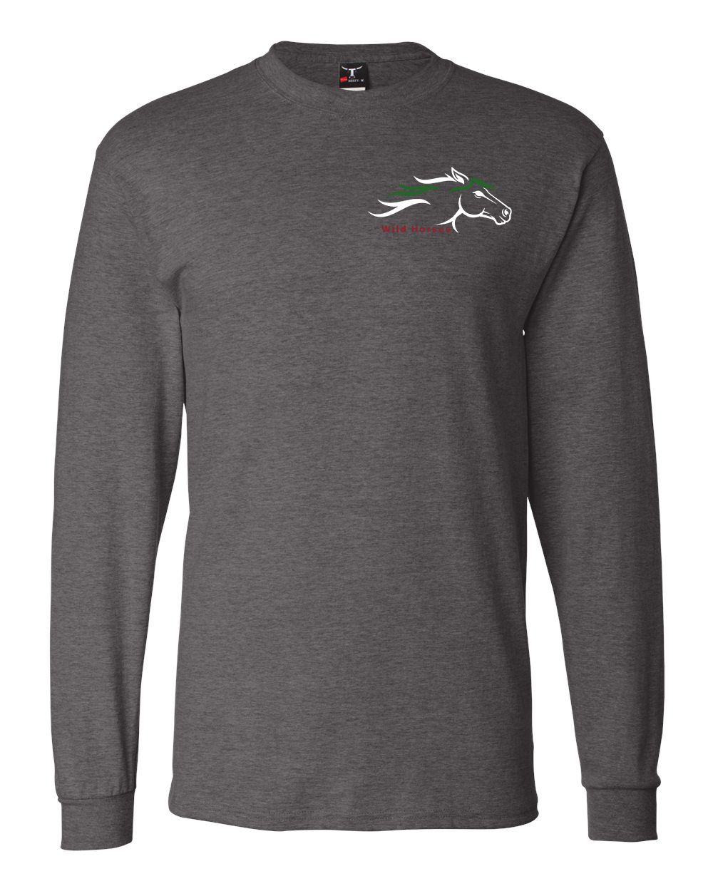 Charcoal Heather Wild Horses 100% Quality Cotton Long Sleeve