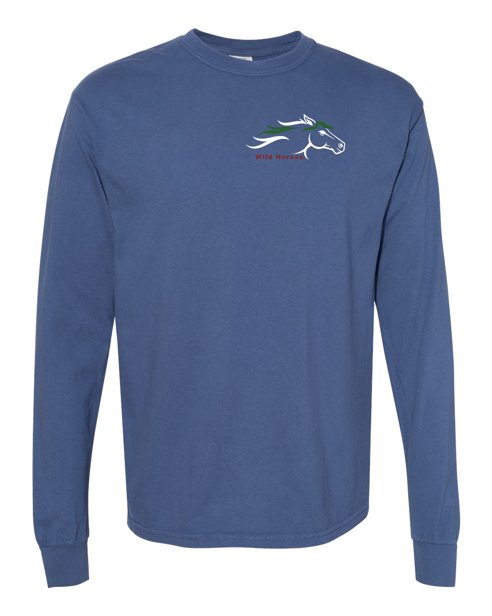 China Blue Wild Horses 100% Quality Cotton Long Sleeve