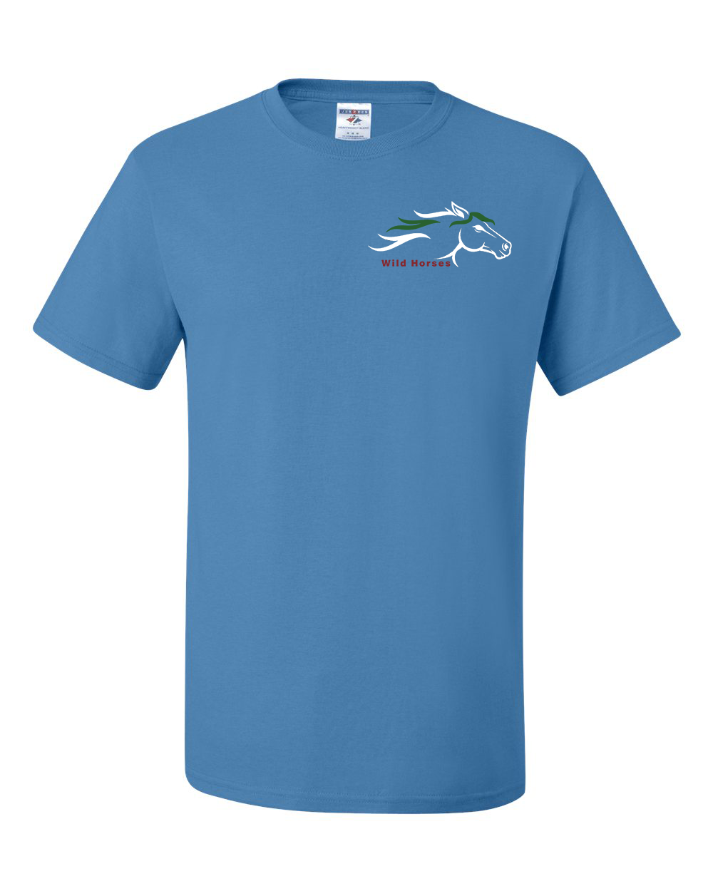 Columbia Blue Wild Horses 100% Quality Cotton Short Sleeve