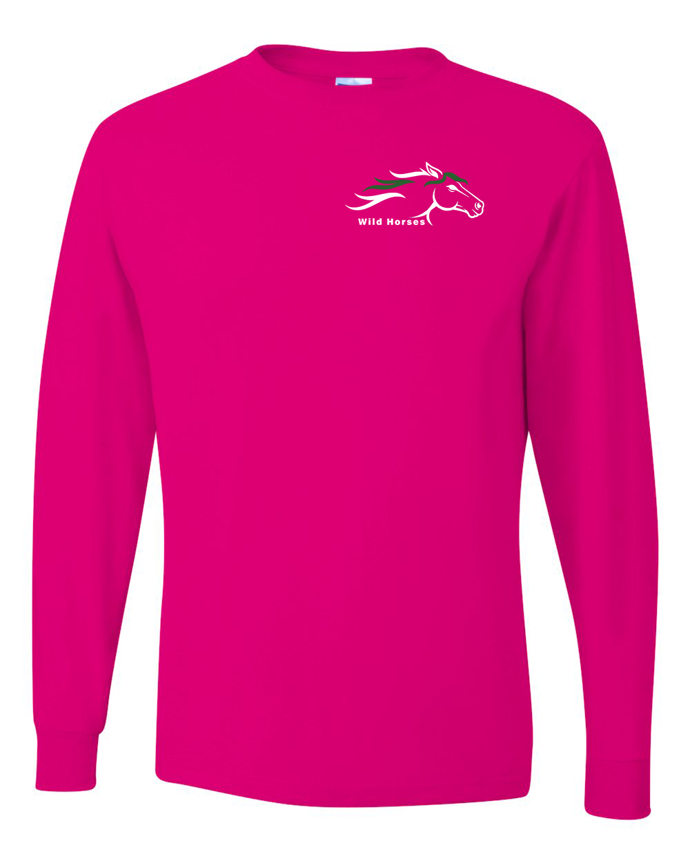 Cyber Pink Wild Horses 100% Quality Cotton Long Sleeve
