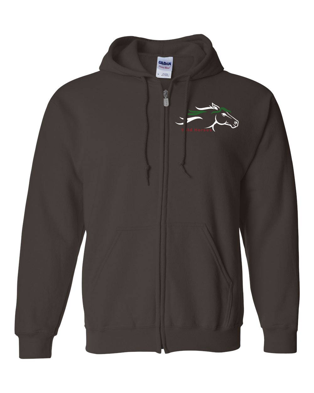 Dark Chocolate Wild Horses 100% Quality Cotton Full-Zip Hoodie