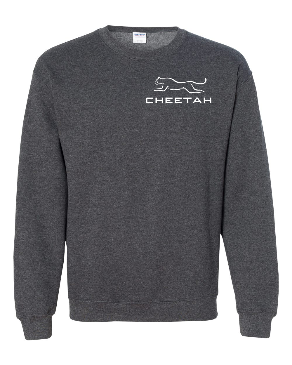 Dark Heather Cheetah 100% Quality Cotton Crewneck Sweatshirt (Left Chest)