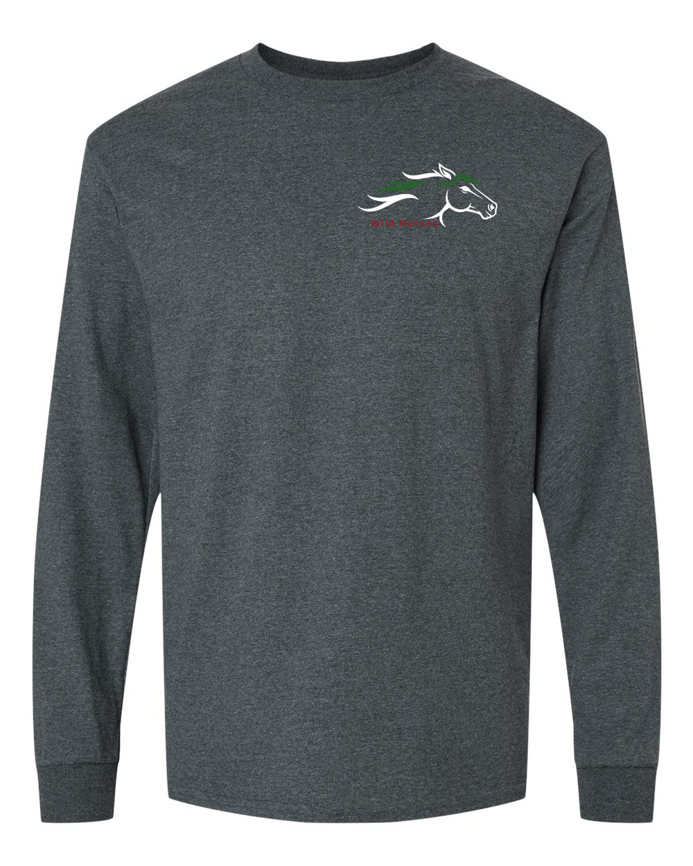 Dark Heather Wild Horses 100% Quality Cotton Long Sleeve