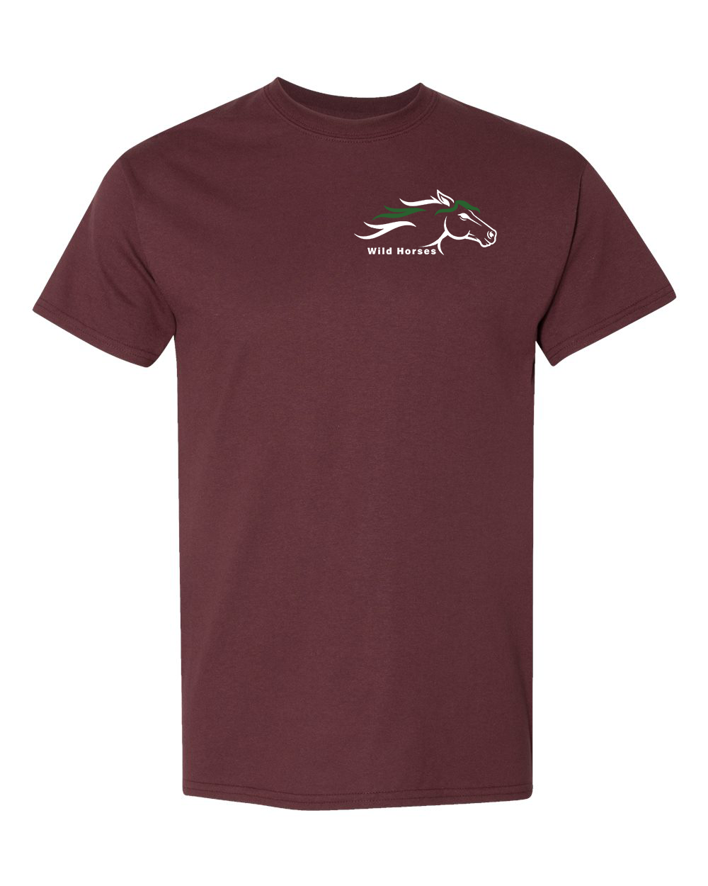Dark Maroon Wild Horses 100% Quality Cotton Short Sleeve