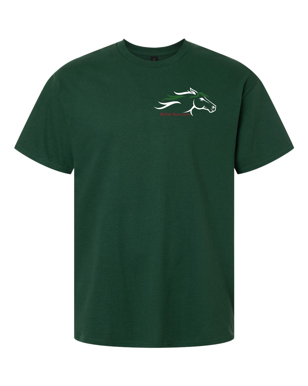 Fan Dark Green Wild Horses 100% Quality Cotton Short Sleeve