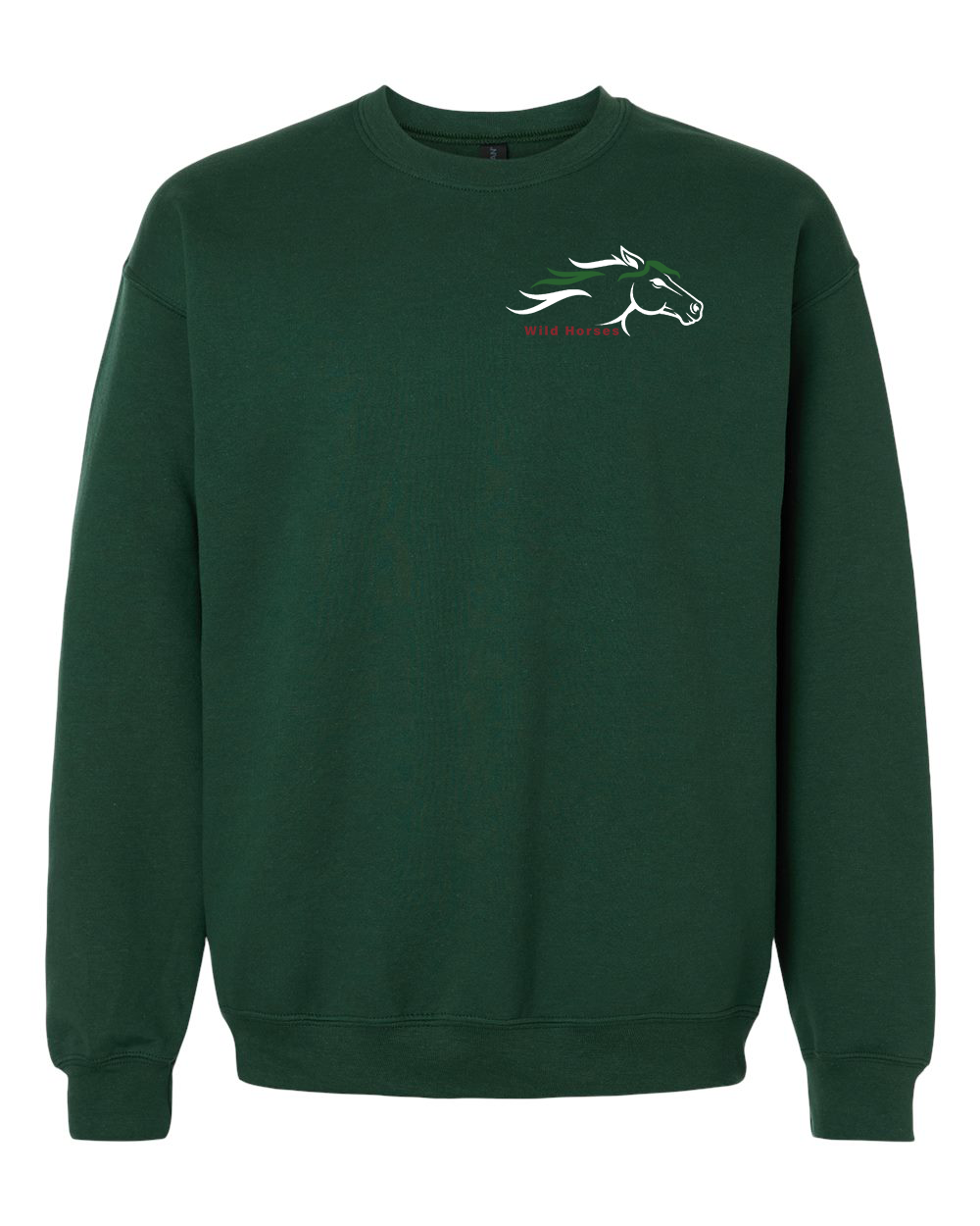 Fan Dark Green Wild Horses 100% Quality Cotton Crewneck Sweatshirt