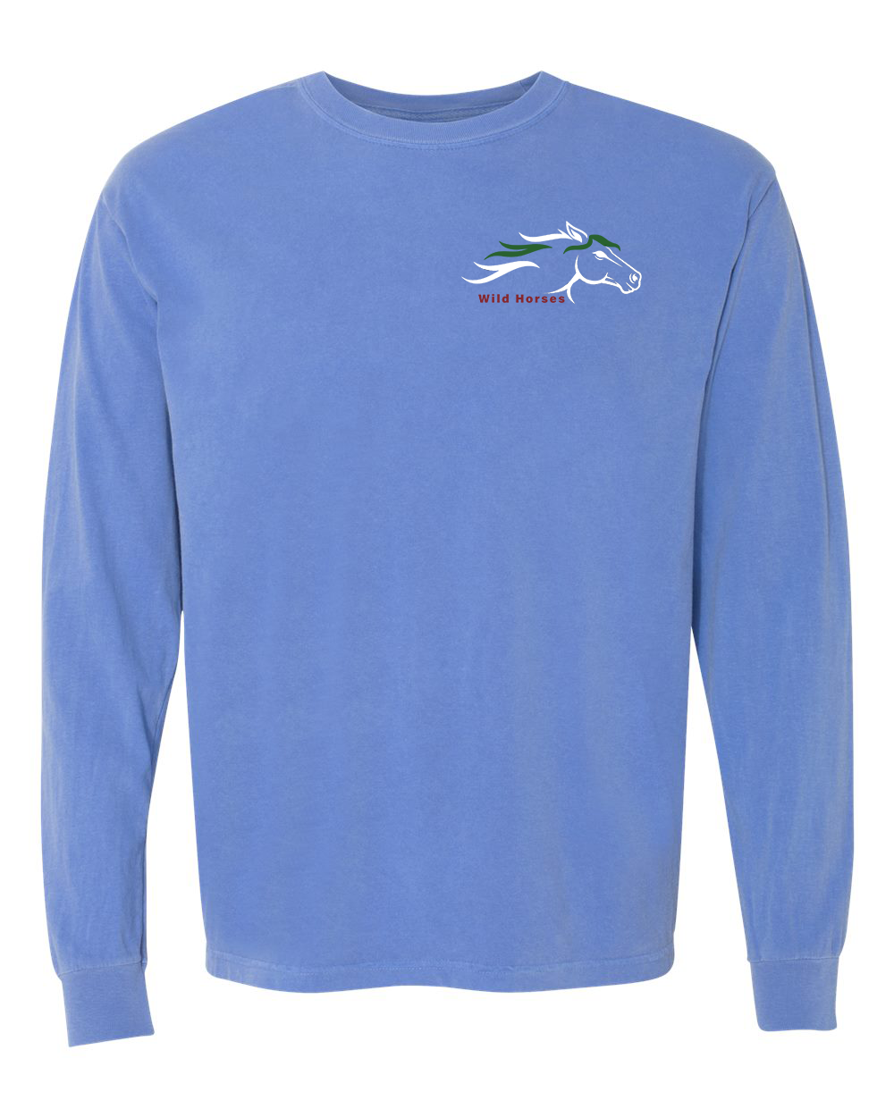 Flo Blue Wild Horses 100% Quality Cotton Long Sleeve