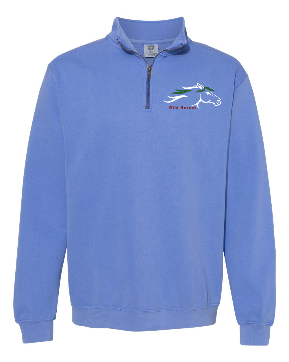 Flo Blue Wild Horses 100% Quality Cotton Quarter-Zip