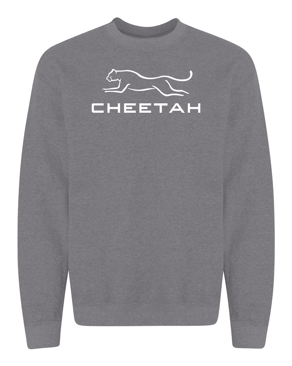 Graphite Heather Cheetah 100% Quality Cotton Crewneck Sweatshirt (Full Chest)