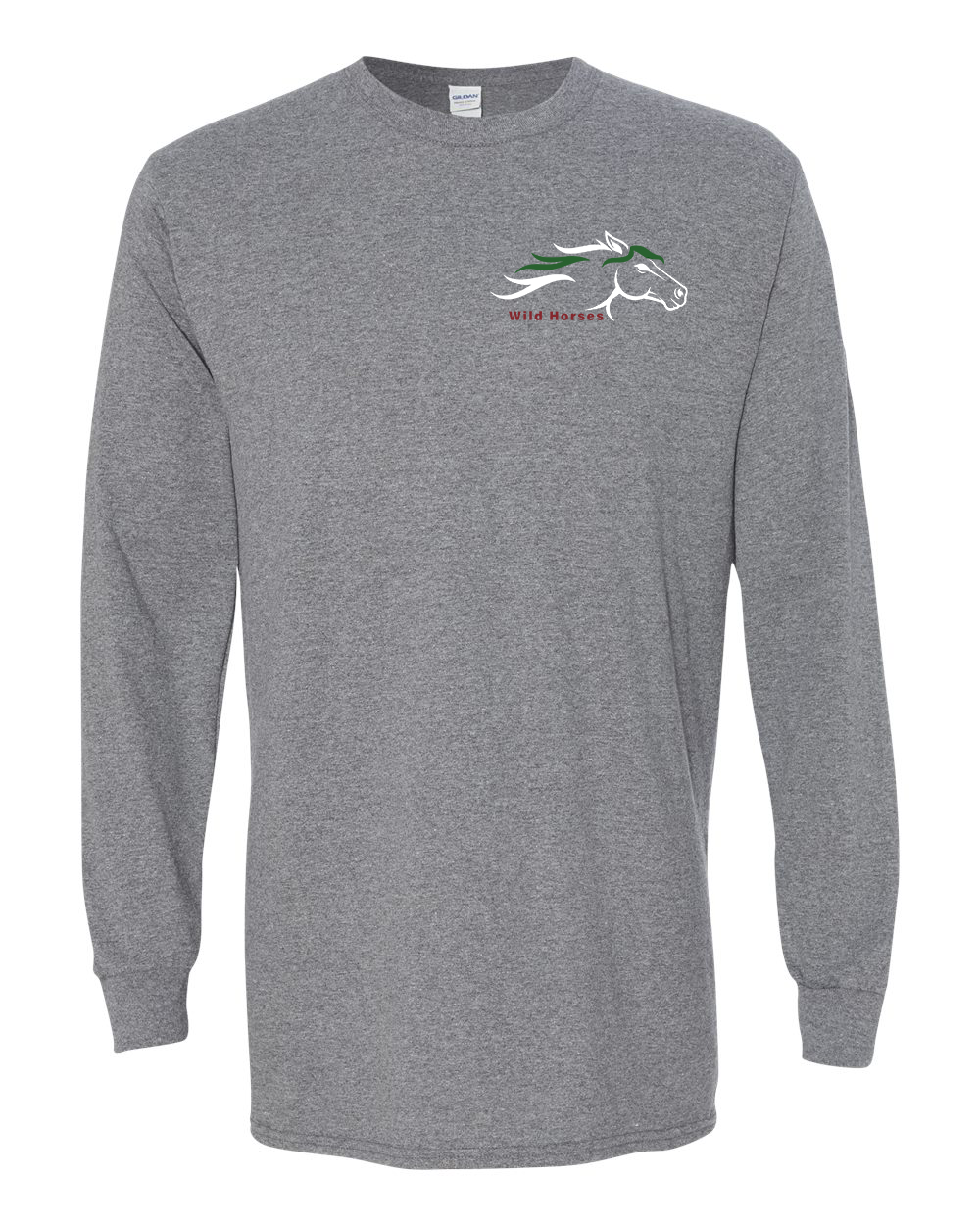 Graphite Heather Wild Horses 100% Quality Cotton Long Sleeve