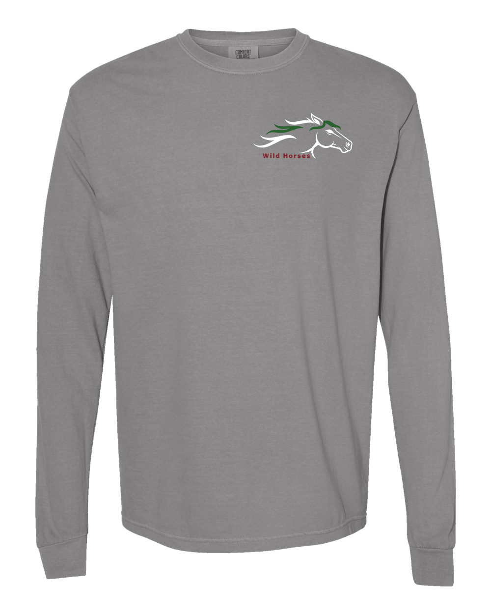 Grey Wild Horses 100% Quality Cotton Long Sleeve