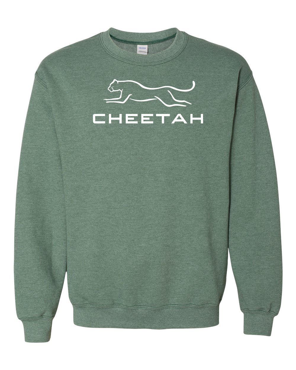 Heather Dark Green Cheetah 100% Quality Cotton Crewneck Sweatshirt (Full Chest)