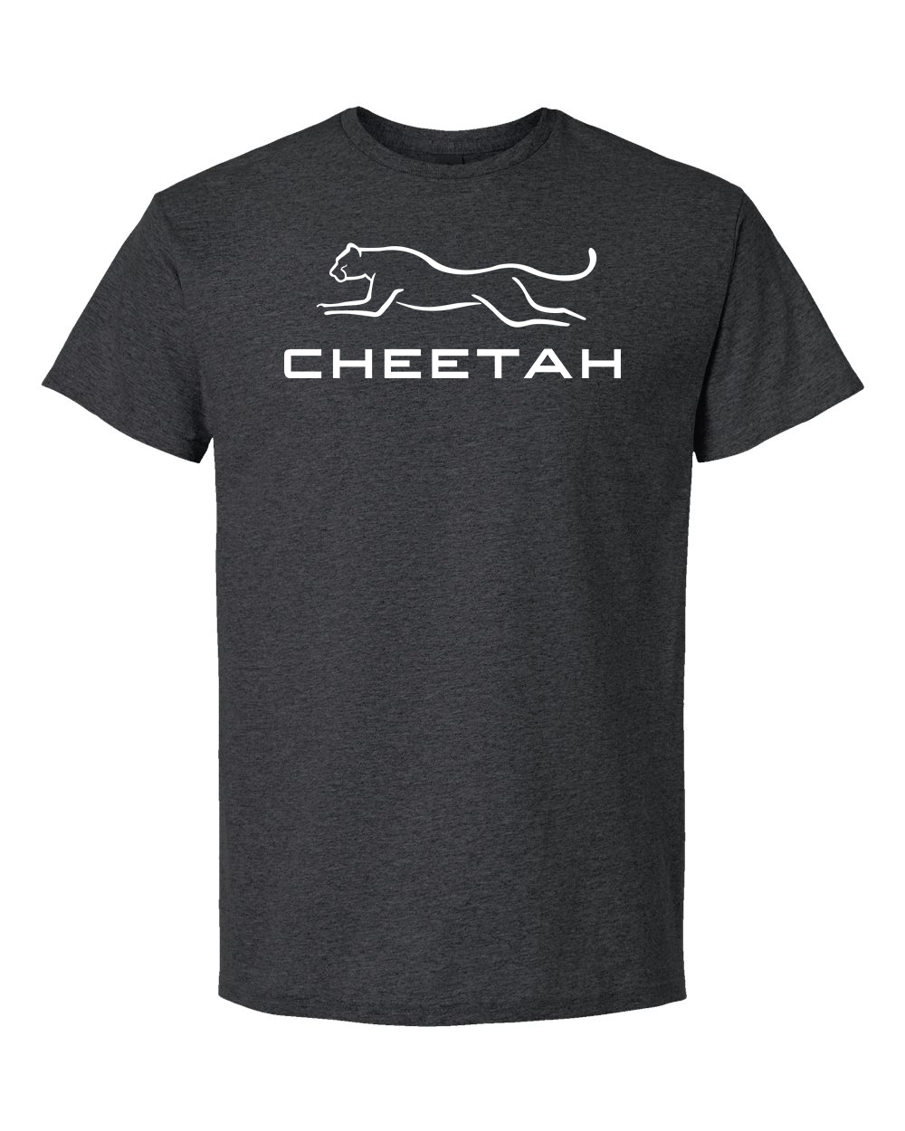 Heather Dark Grey Cheetah 100% Quality Cotton Short Sleeve (Full Chest)