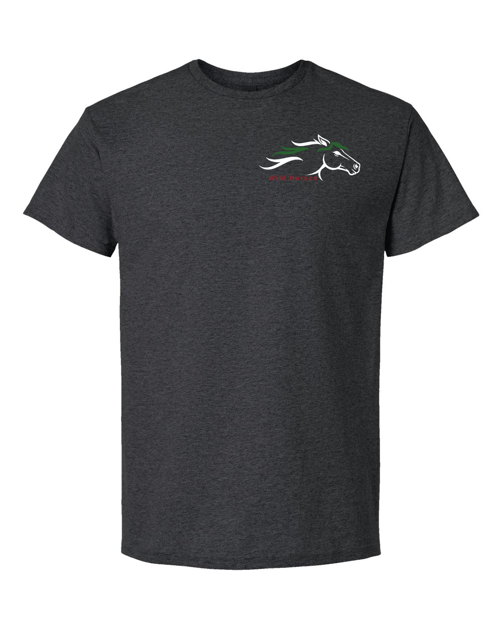 Heather Dark Grey Wild Horses 100% Quality Cotton Short Sleeve