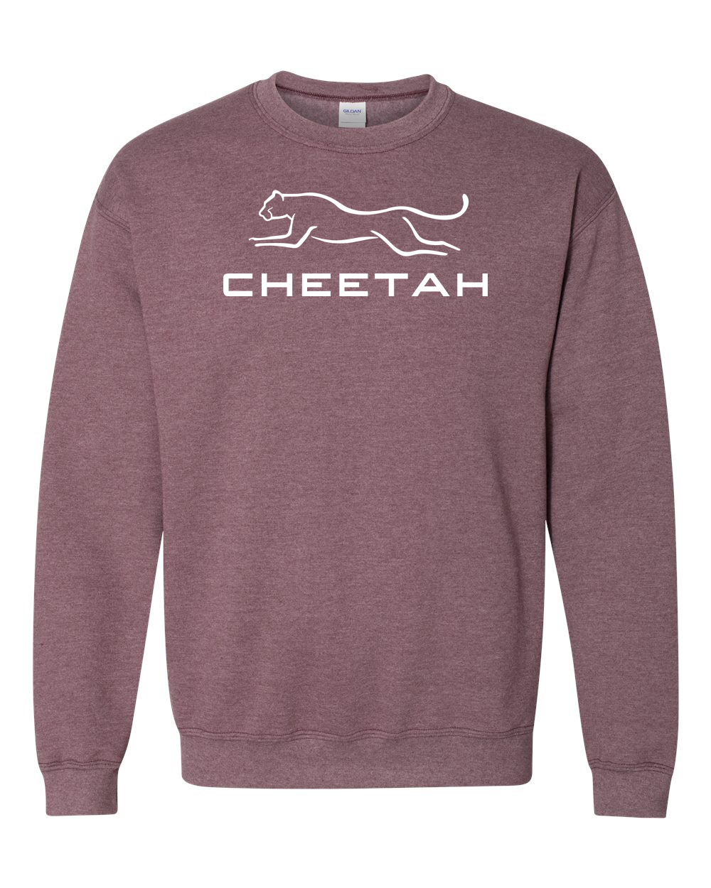 Heather Dark Maroon Cheetah 100% Quality Cotton Crewneck Sweatshirt (Full Chest)
