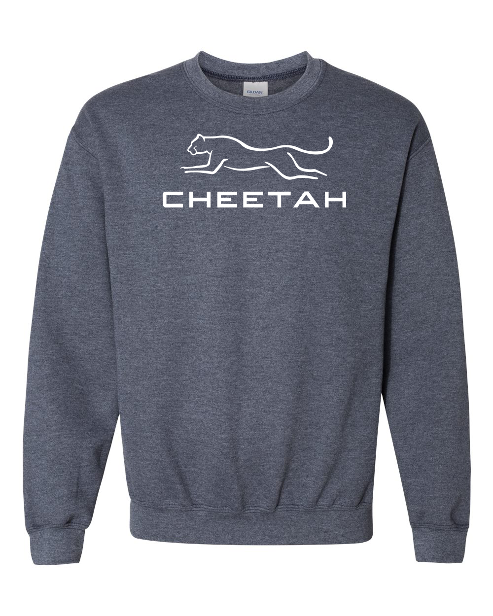 Heather Dark Navy Cheetah 100% Quality Cotton Crewneck Sweatshirt (Full Chest)