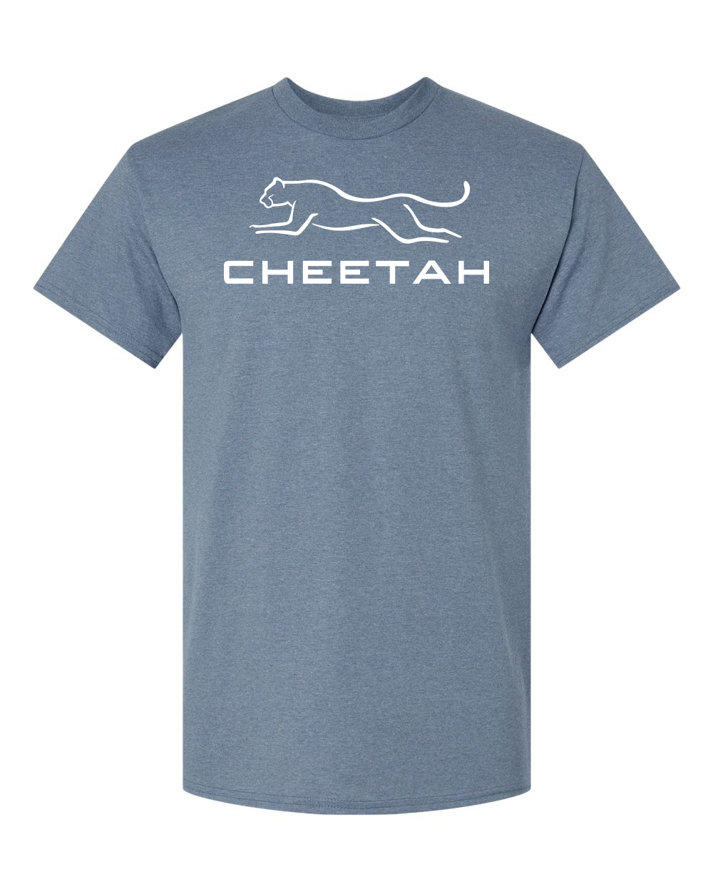 Heather Indigo Cheetah 100% Quality Cotton Short Sleeve (Full Chest)