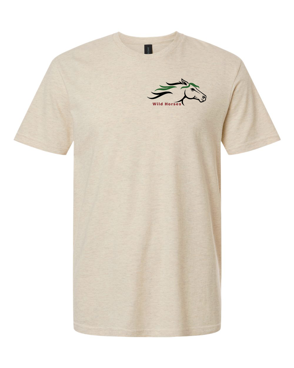 Heather Oatmeal Wild Horses 100% Quality Cotton Short Sleeve