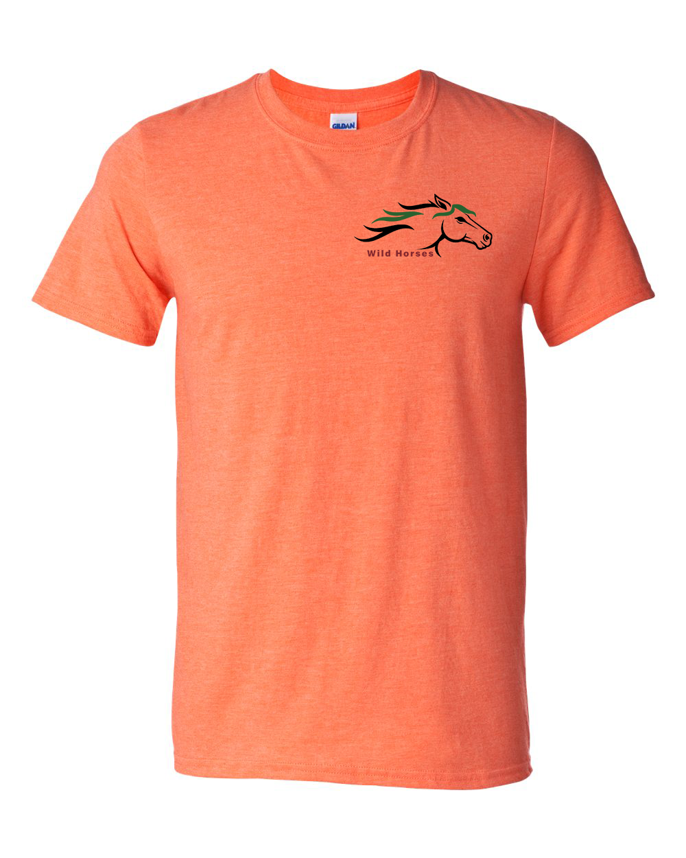 Heather Orange Wild Horses 100% Quality Cotton Short Sleeve