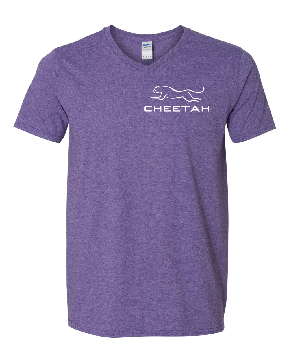 Heather Purple Cheetah 100% Quality Cotton V-Neck Short Sleeve