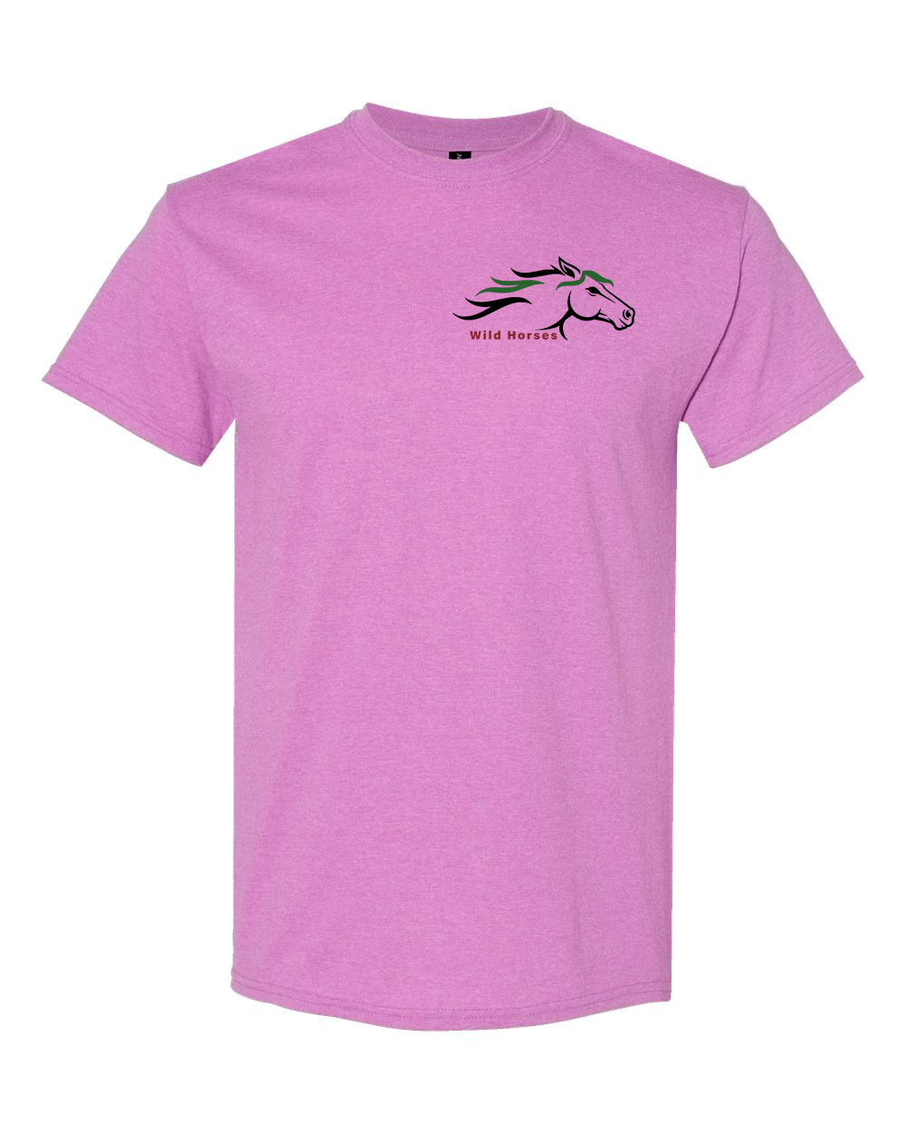 Heather Radiant Orchid Wild Horses 100% Quality Cotton Short Sleeve