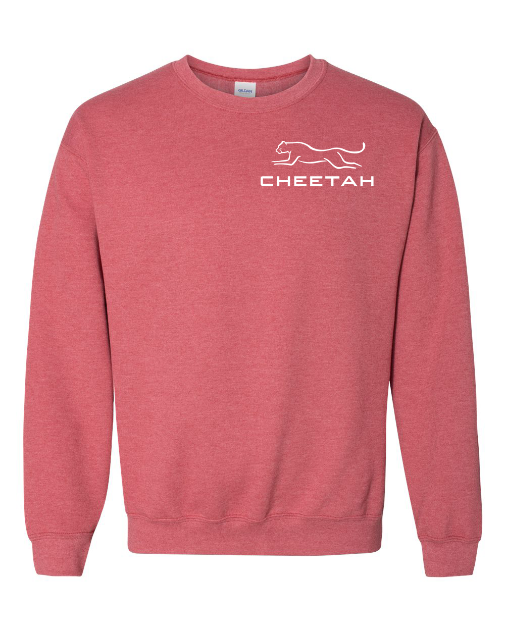 Heather Scarlet Red Cheetah 100% Quality Cotton Crewneck Sweatshirt (Left Chest)