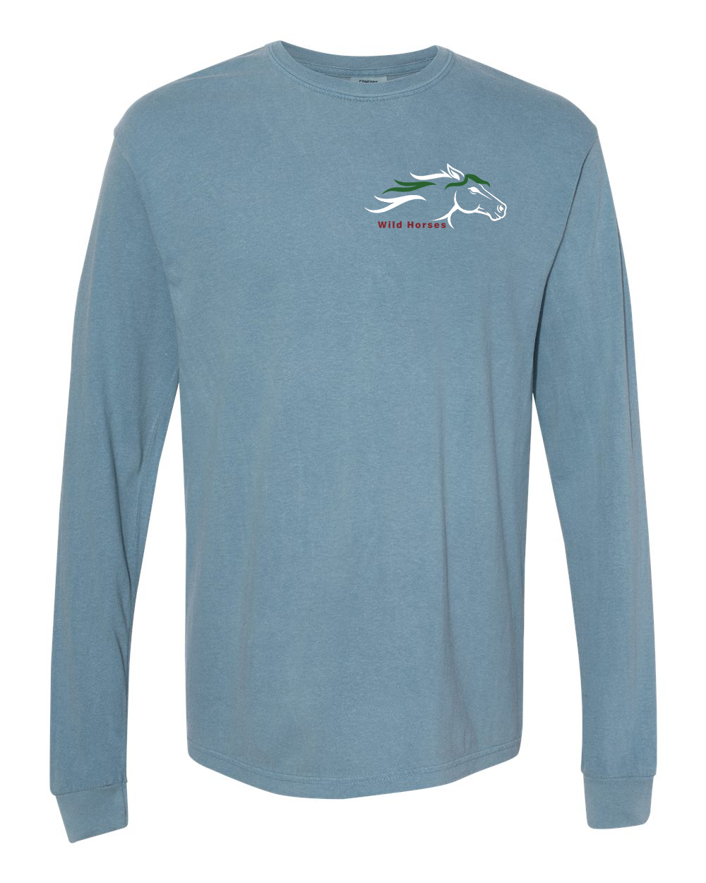 Ice Blue Wild Horses 100% Quality Cotton Long Sleeve