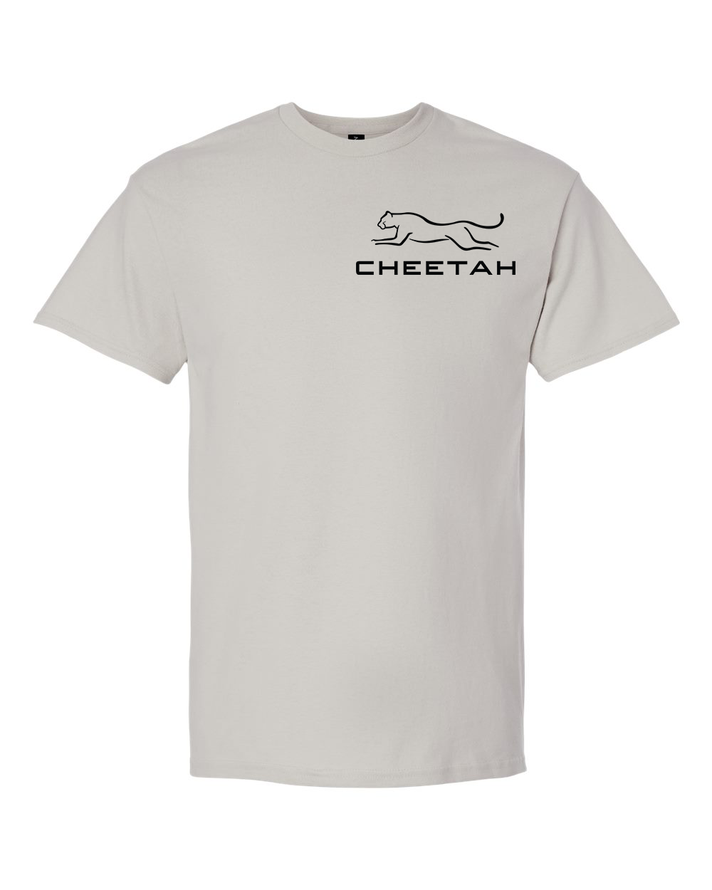 Ice Grey Cheetah 100% Quality Cotton Short Sleeve (Left Chest)