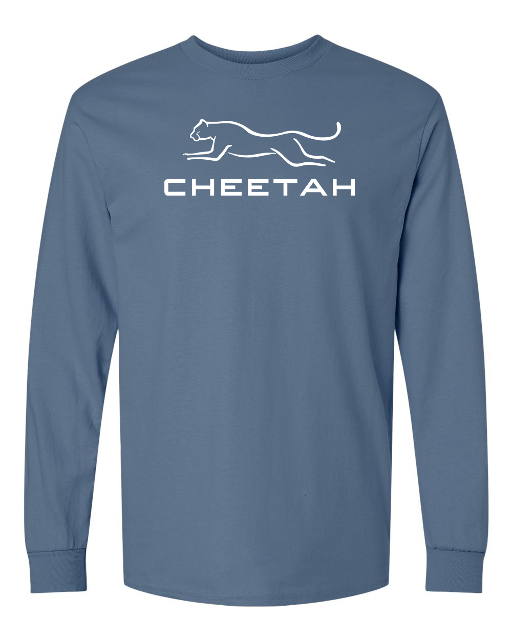 Indigo Blue Cheetah 100% Quality Cotton Long Sleeve (Full Chest)