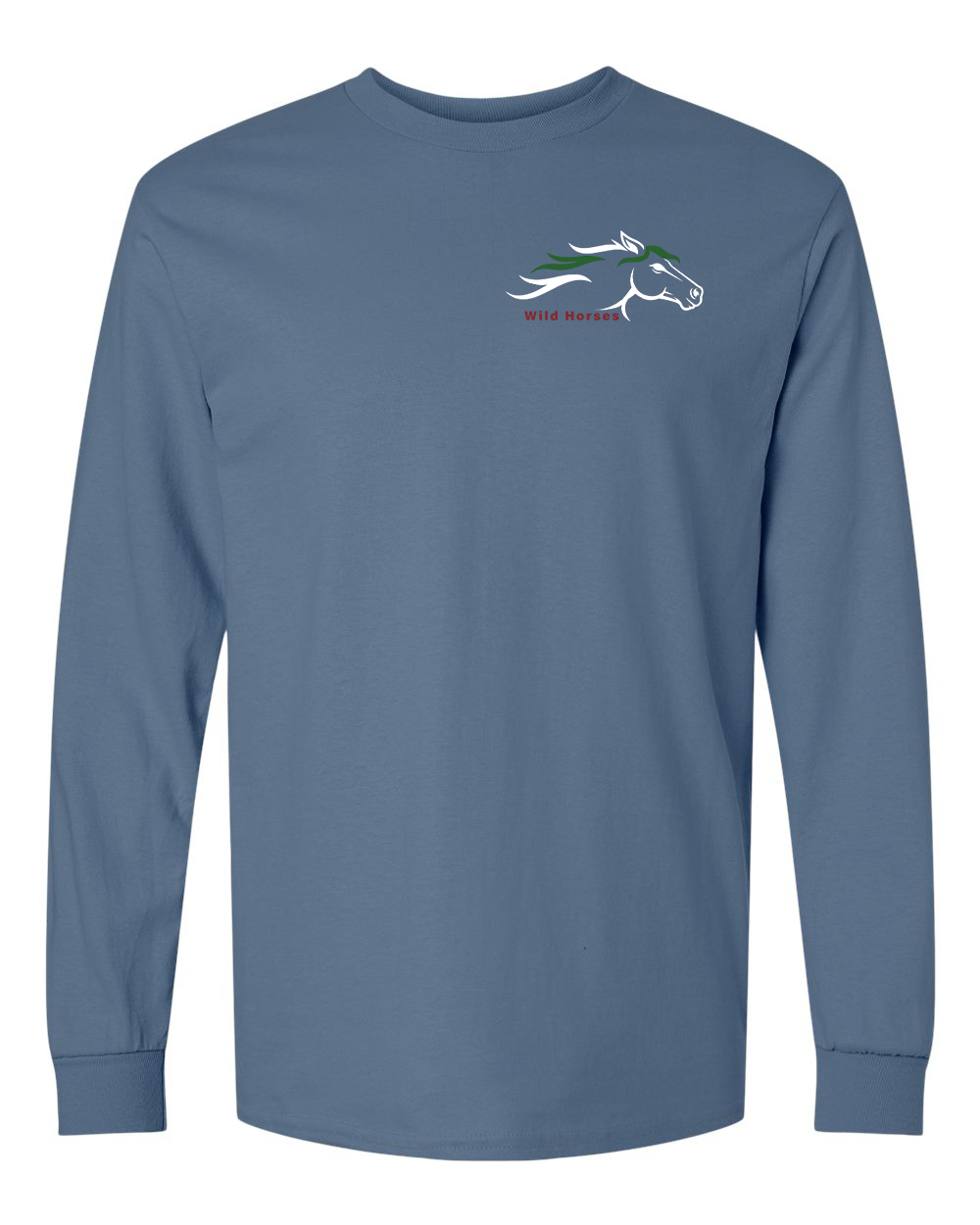 Indigo Blue Wild Horses 100% Quality Cotton Long Sleeve