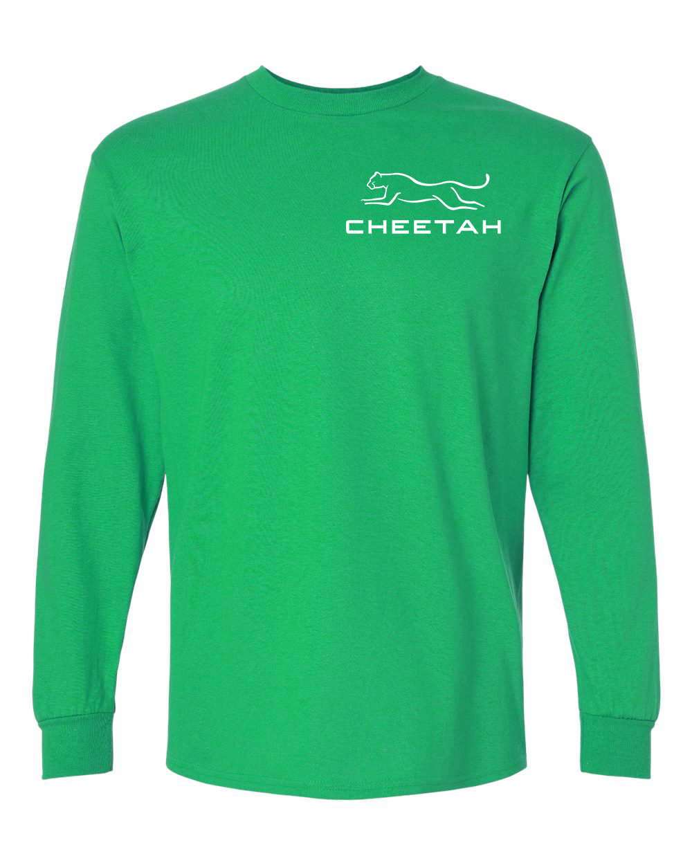 Irish Green Cheetah 100% Quality Cotton Long Sleeve (Left Chest)