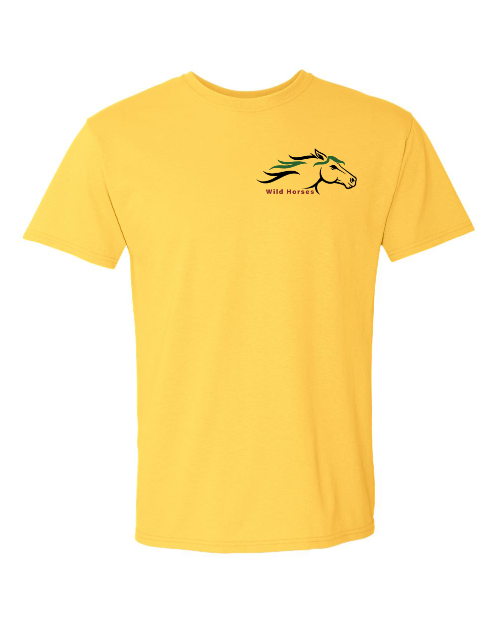 Island Yellow Wild Horses 100% Quality Cotton Short Sleeve