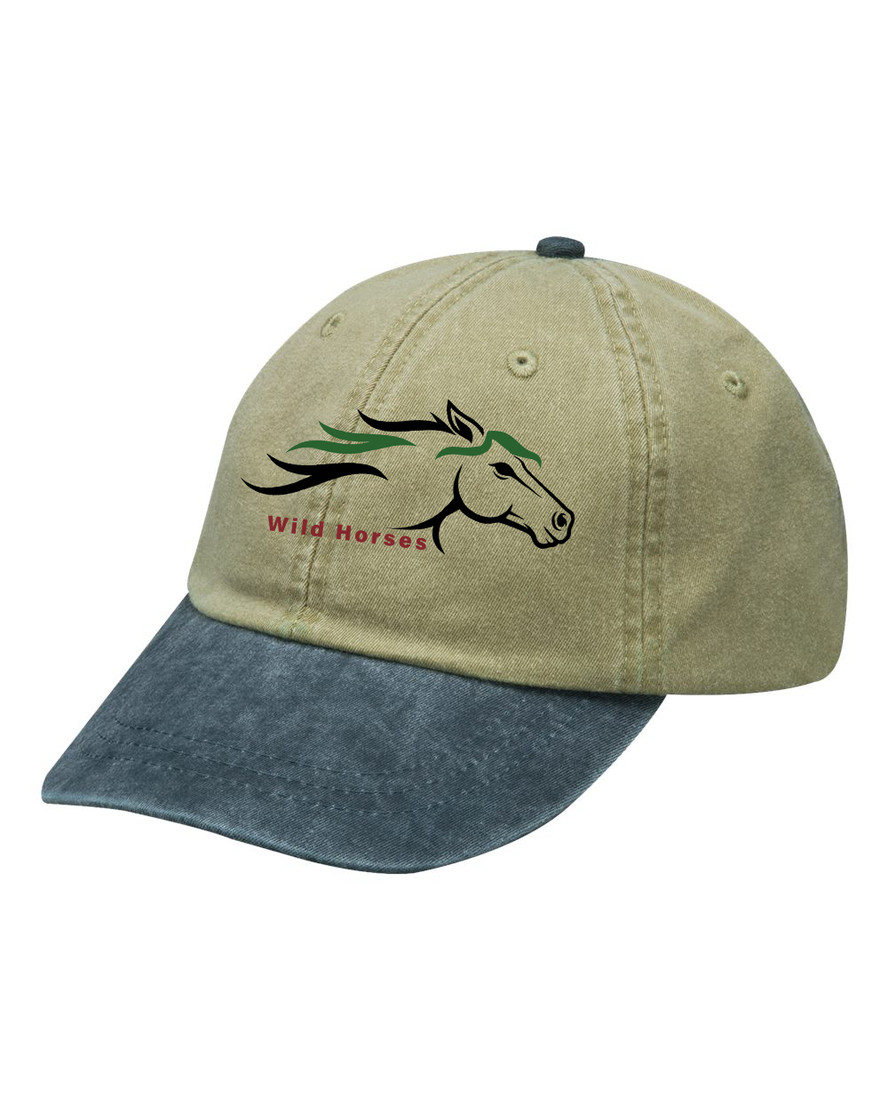 Khaki Navy Wild Horses 100% Quality Cotton Cap
