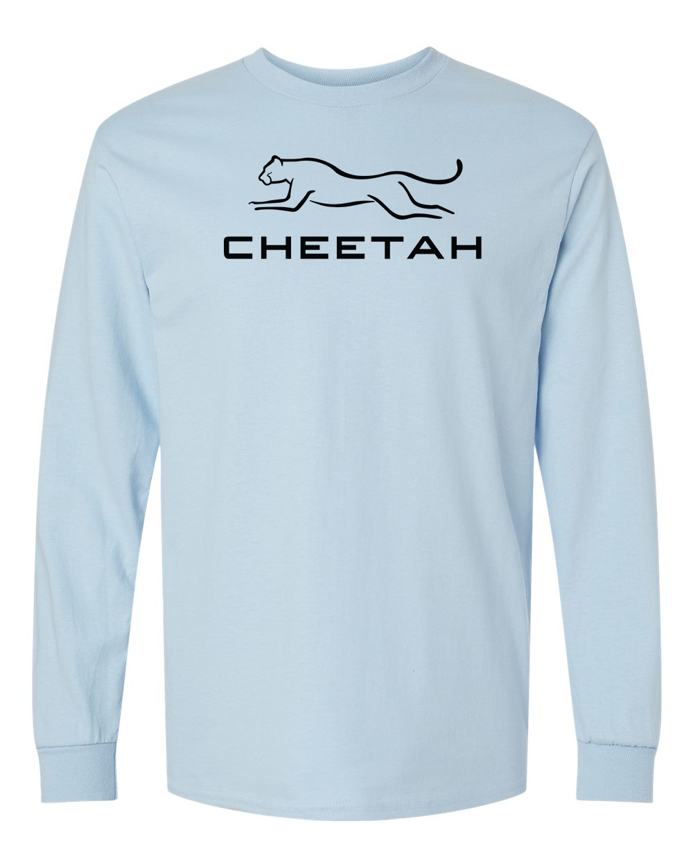 Light Blue Cheetah 100% Quality Cotton Long Sleeve (Full Chest)