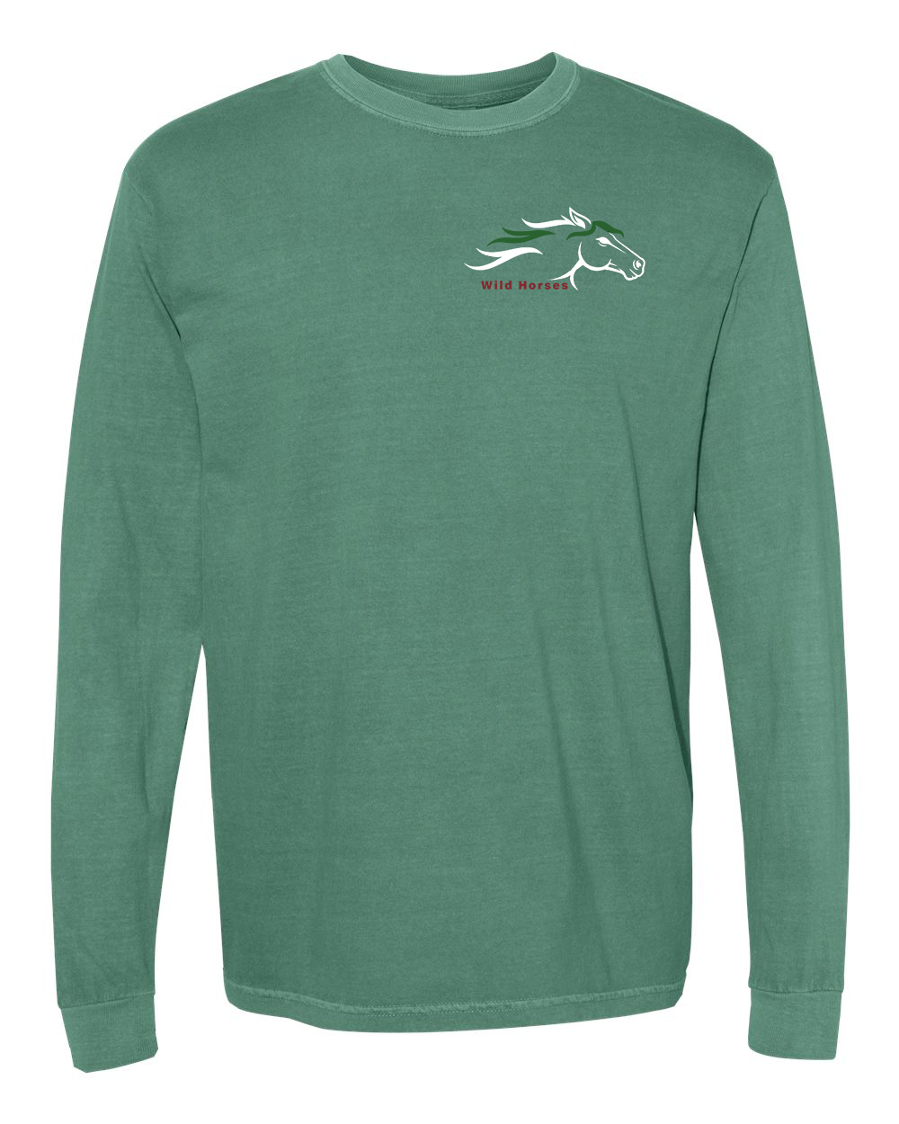 Light Green Wild Horses 100% Quality Cotton Long Sleeve
